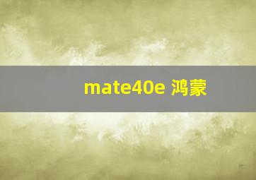 mate40e 鸿蒙